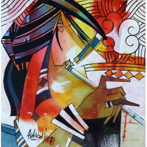 Ashkal,12 x 12 Inch, Acrylic on Canvas, Figurative Painting, AC-ASH-087